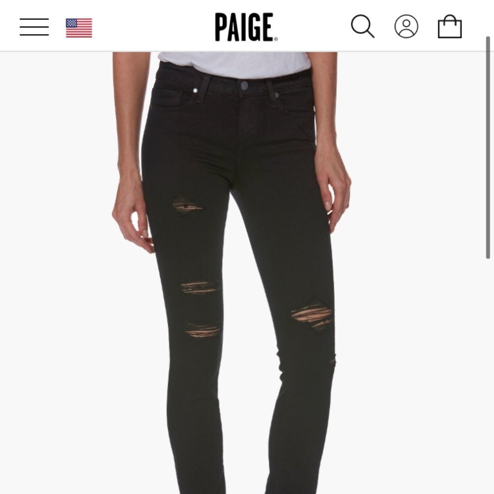 Paige Verdugo Black Distressed Ankle Skinny 27